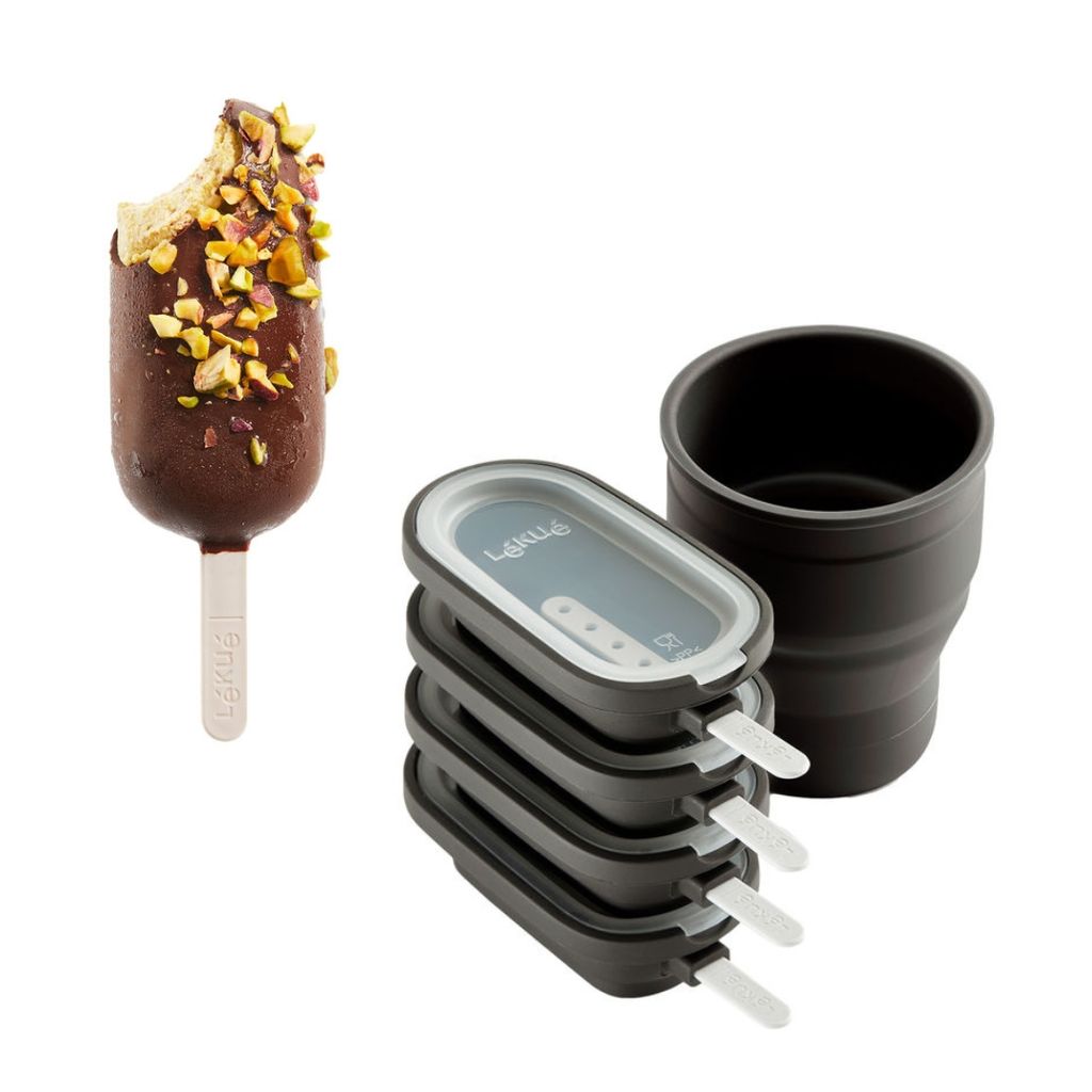 Mini-MOULE à GLACE + POT DE GLAçAGE en silicone CLASSIC CREAMY - set de 4 - Visuel 1